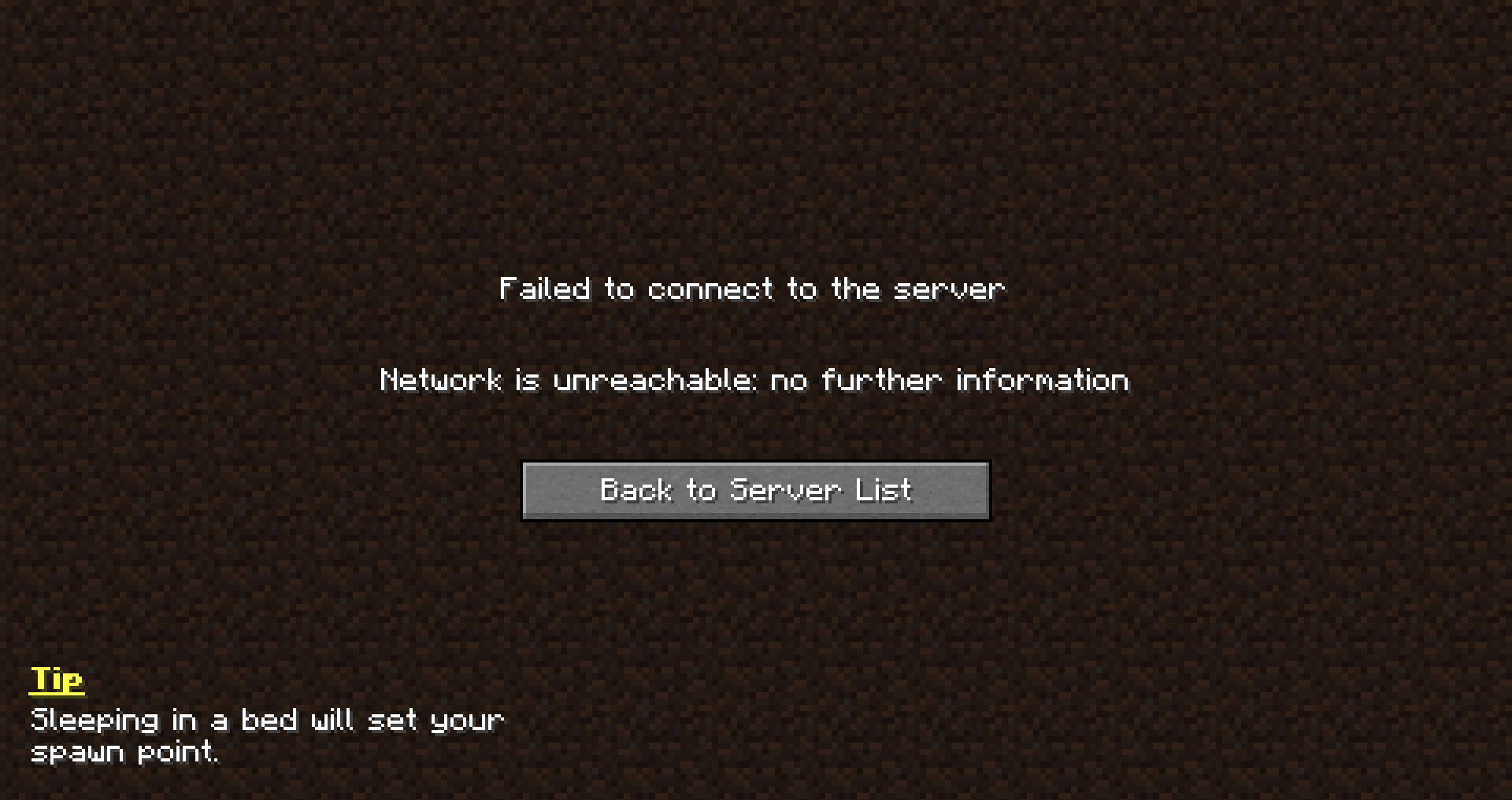 Tips can be displayed on the multiplayer error screen.